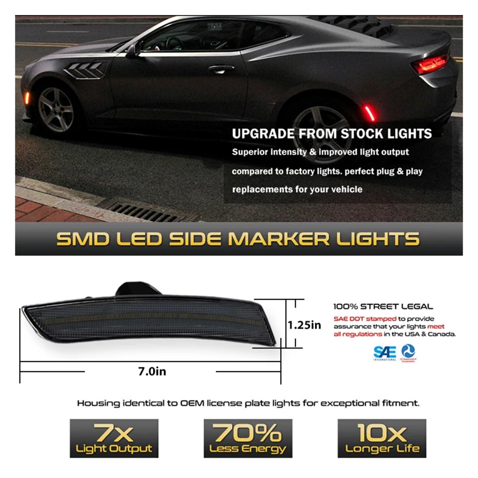 Amazon.co.jp: サイドマーカーランプ 用シボレー カマロ LS LT SS ZL1